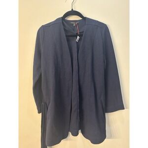 NWT Banana Republic Factory Long Sleeve Tie Waist Pique Knit Open‎ Jacket Navy S